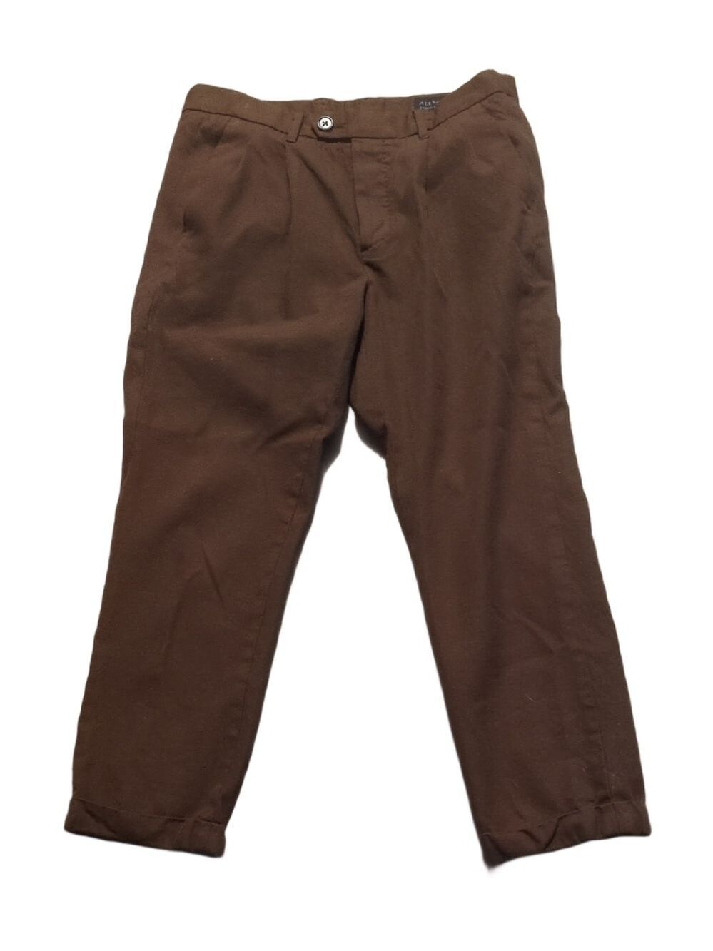 All Saints Tallis Slim Fit Cropped Tapered Trousers Wool Blend In Brown Size 28
